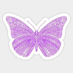 Butterfly design created using line art - purple version Sticker